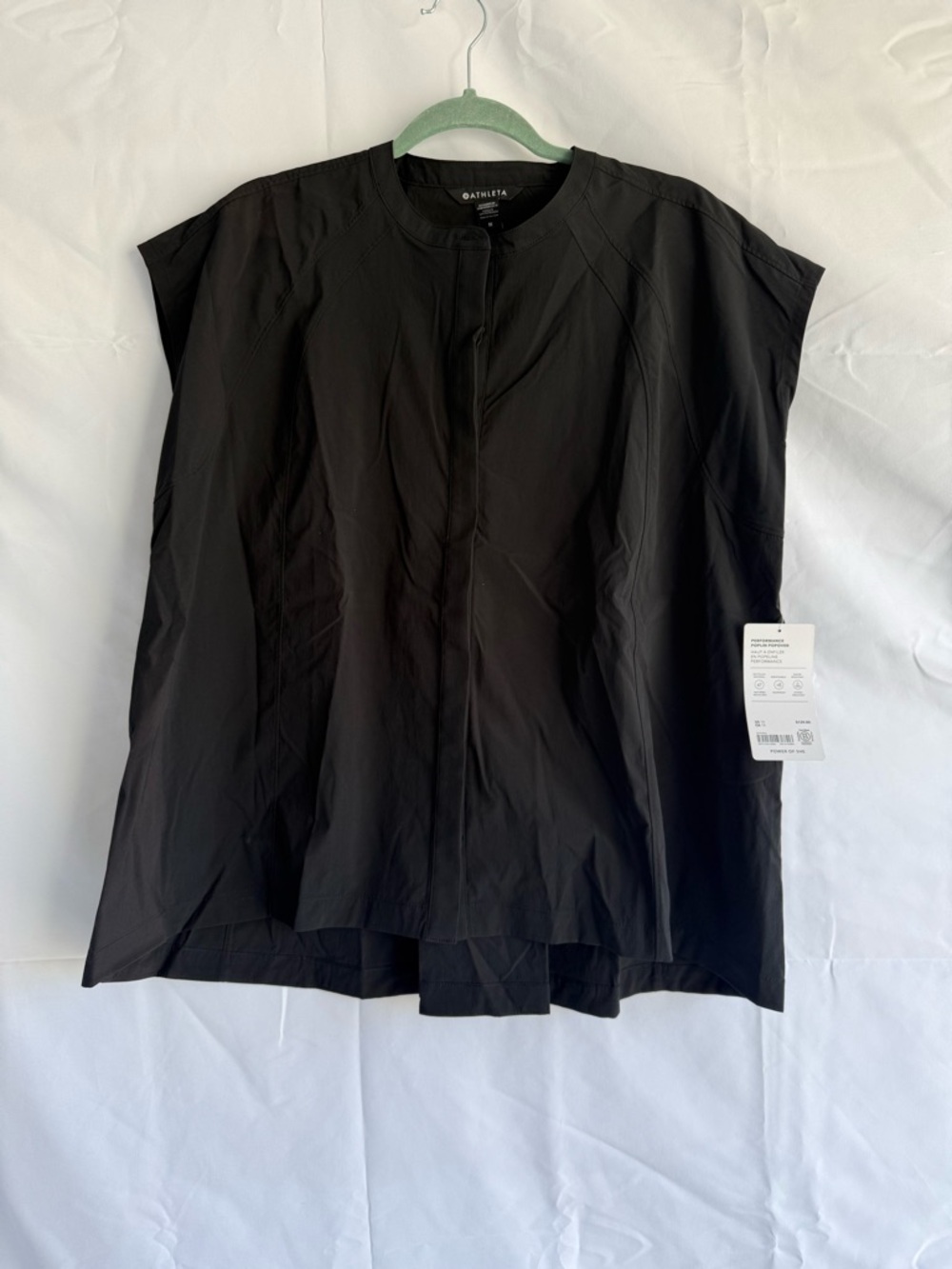 Athleta Performance Poplin Popover Top 1X Black Lightweight Travel NWT